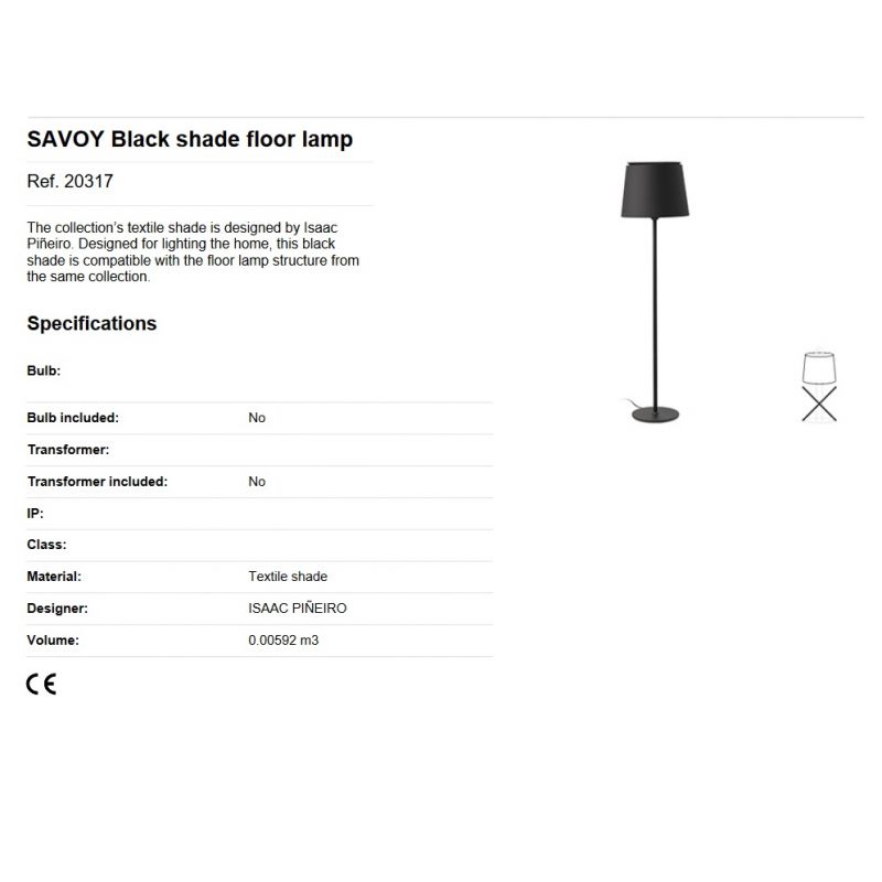 Lampadar / Lampa de podea moderna design elegant SAVOY neagra