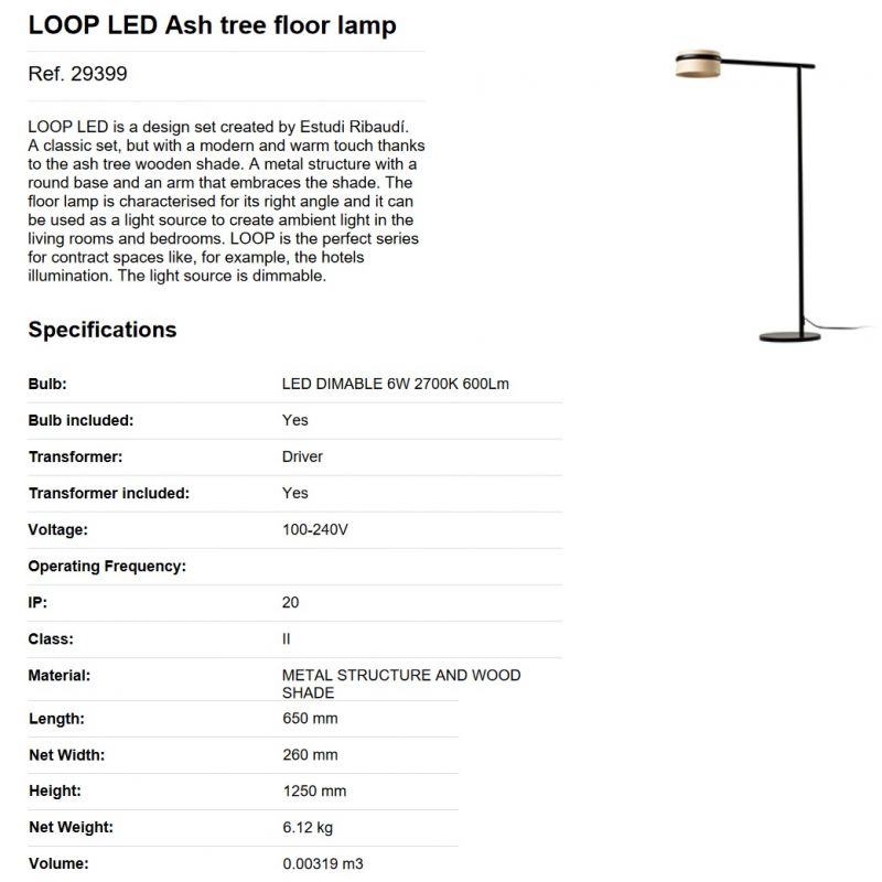 Lampadar LED dimabil design deosebit LOOP frasin