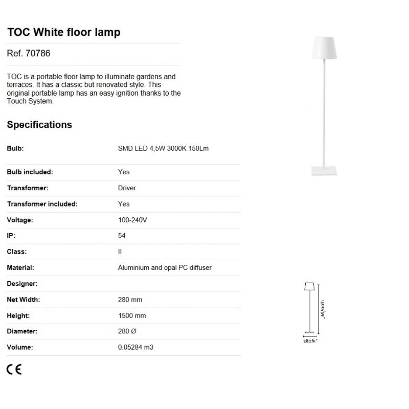 Lampadar LED portabil iluminat exterior decorativ IP54 TOC
