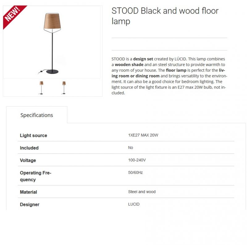 Lampadar lemn design deosebit STOOD