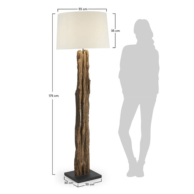 Lampadar maro/alb din lemn 175 cm Powell Kave Home