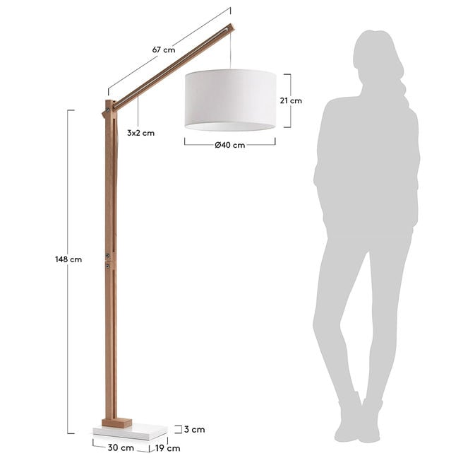 Lampadar maro/alb din lemn 186 cm Riaz Kave Home