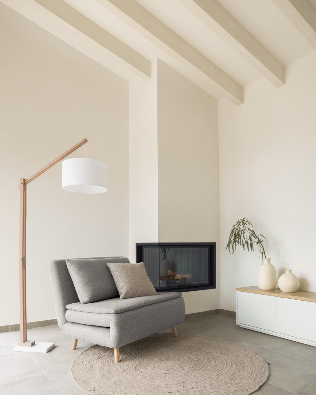 Lampadar maro/alb din lemn 186 cm Riaz Kave Home