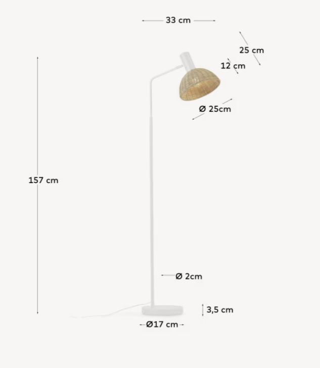 Lampadar maro/alb din ratan 158 cm Damila Kave Home