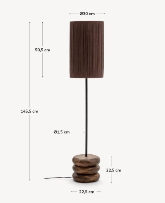 Lampadar maro/negru din lemn 147 cm Kor Kave Home