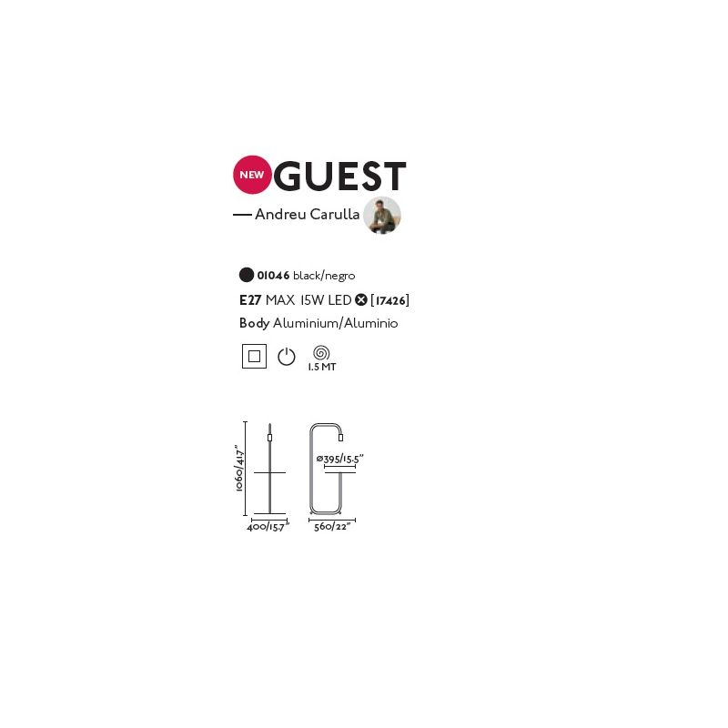 Lampadar minimalist design multifunctional GUEST Black