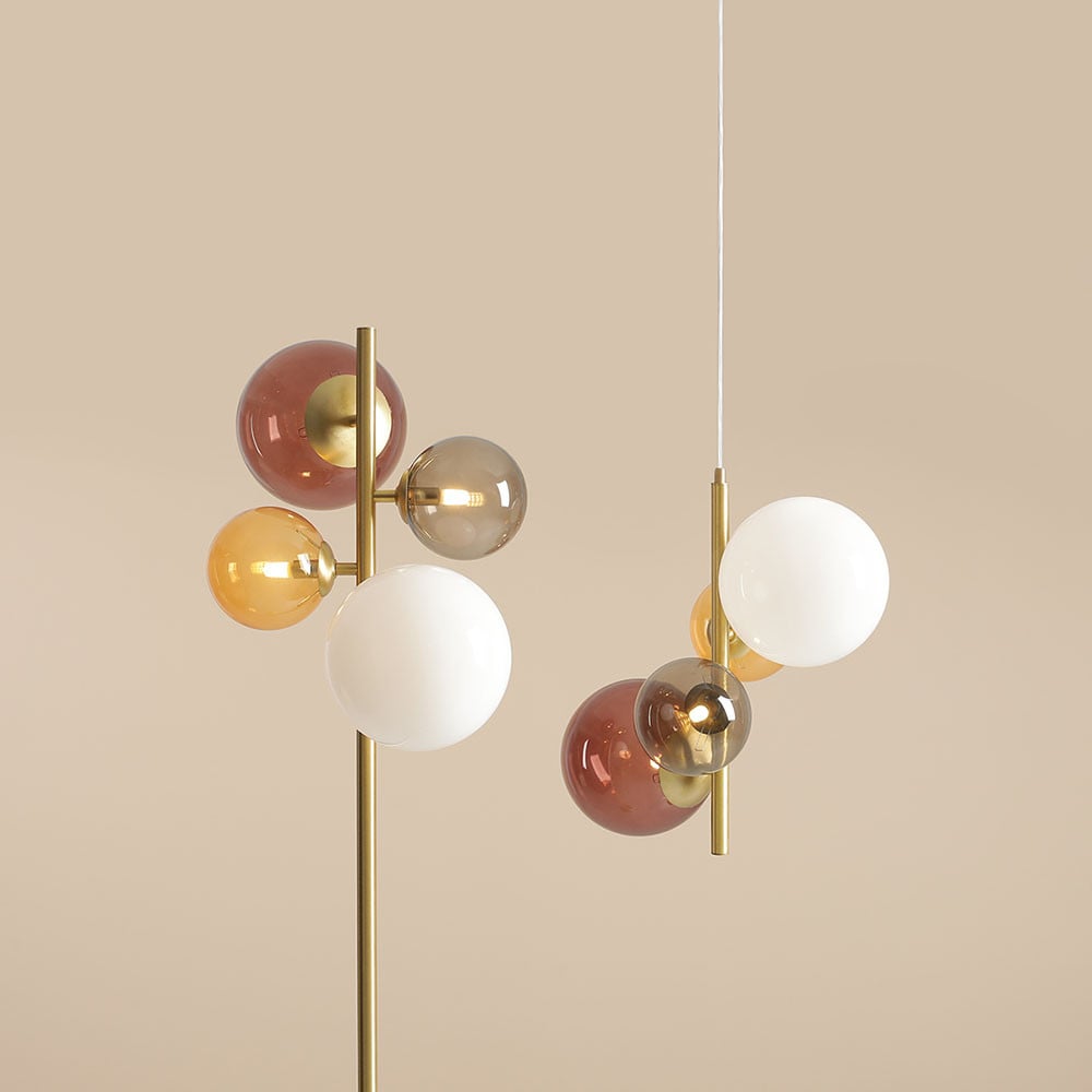 Lampadar multicolor din sticla cu 4 becuri 161 cm Bloom Aldex