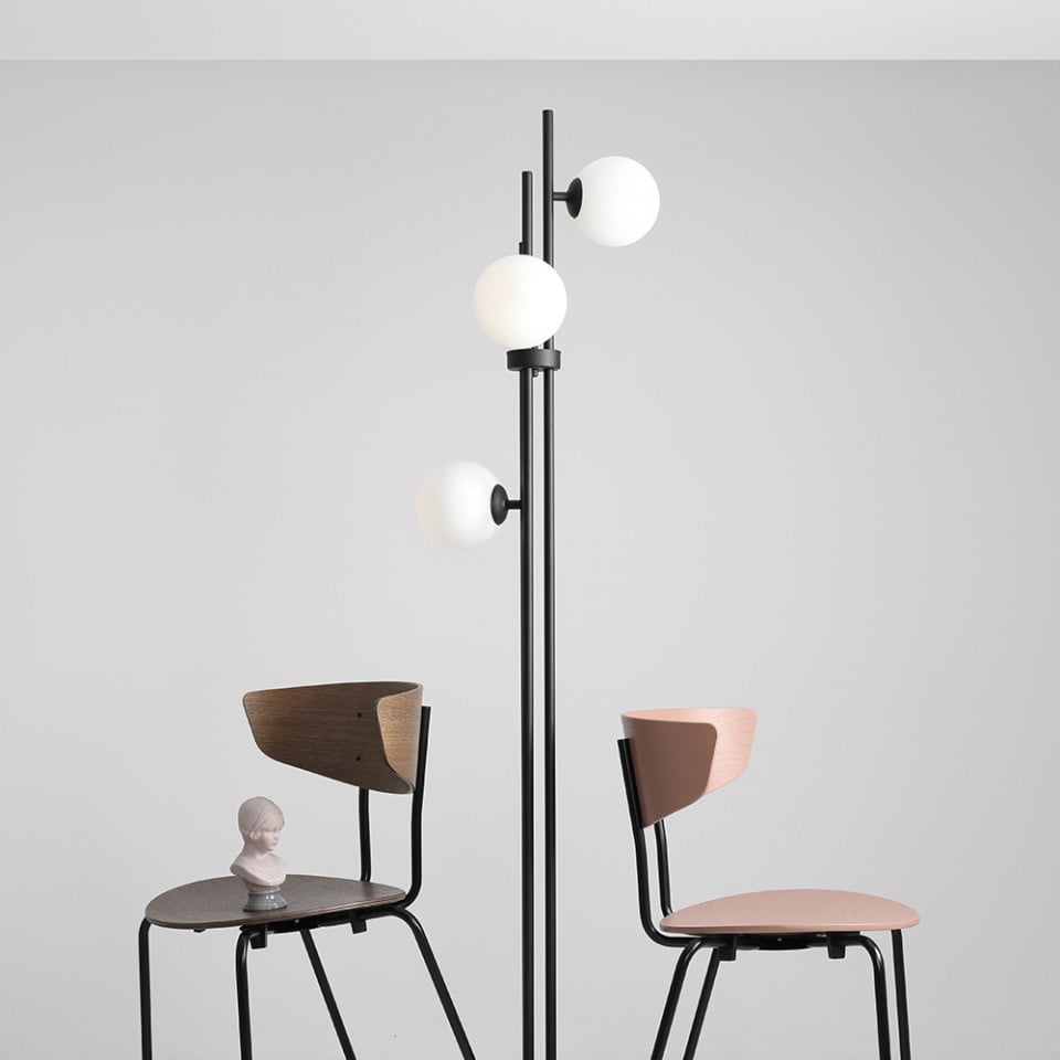 Lampadar negru/alb din metal cu 3 becuri 168 cm Harmony Aldex