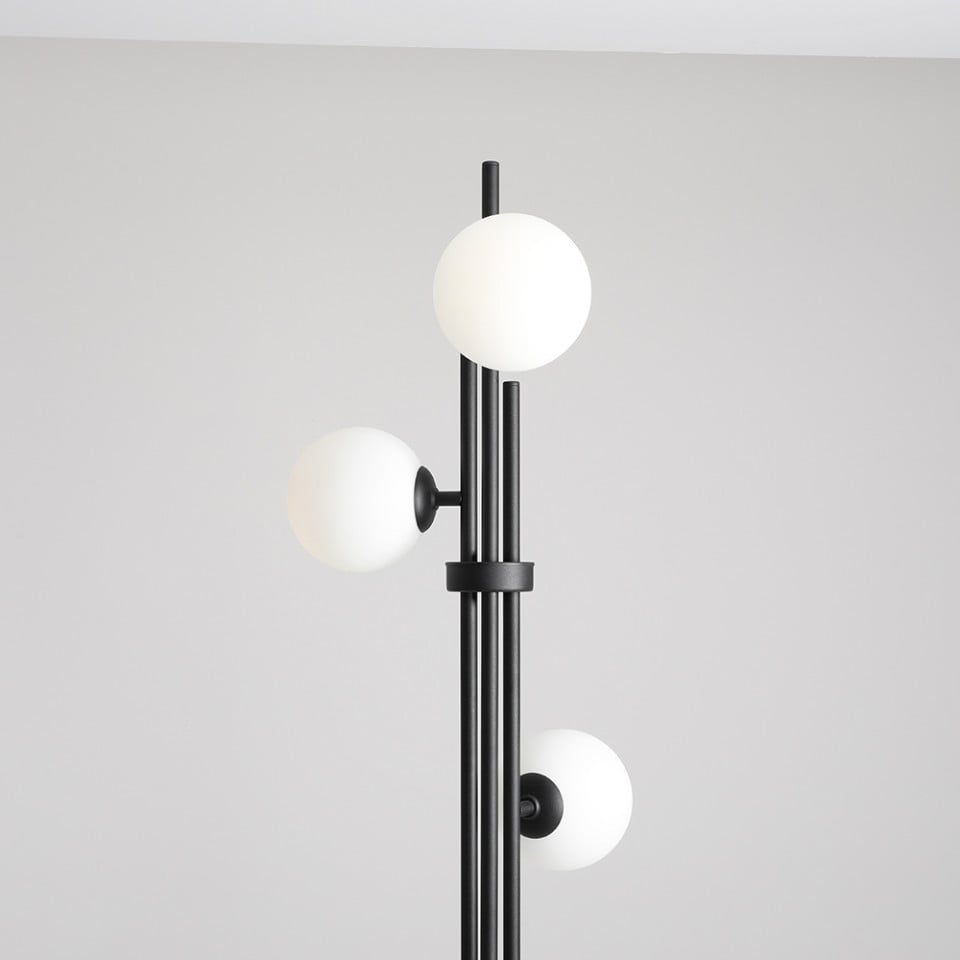 Lampadar negru/alb din metal cu 3 becuri 168 cm Harmony Aldex