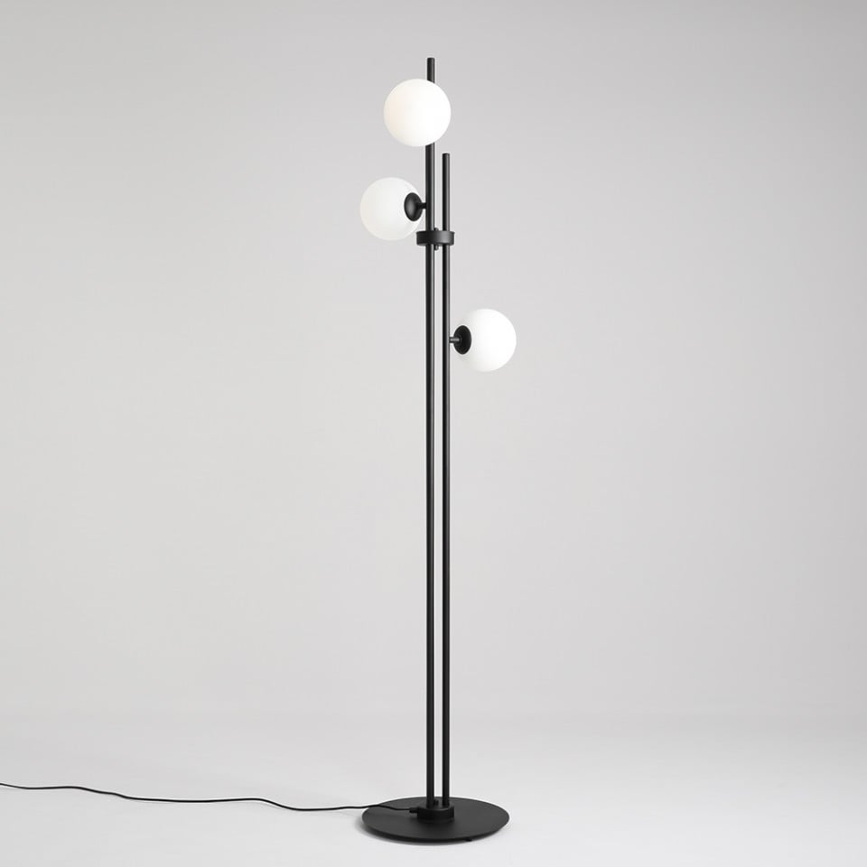 Lampadar negru/alb din metal cu 3 becuri 168 cm Harmony Aldex