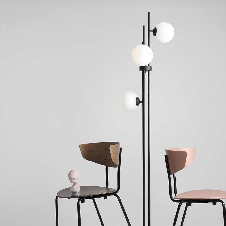 Lampadar negru/alb din metal cu 3 becuri 168 cm Harmony Aldex