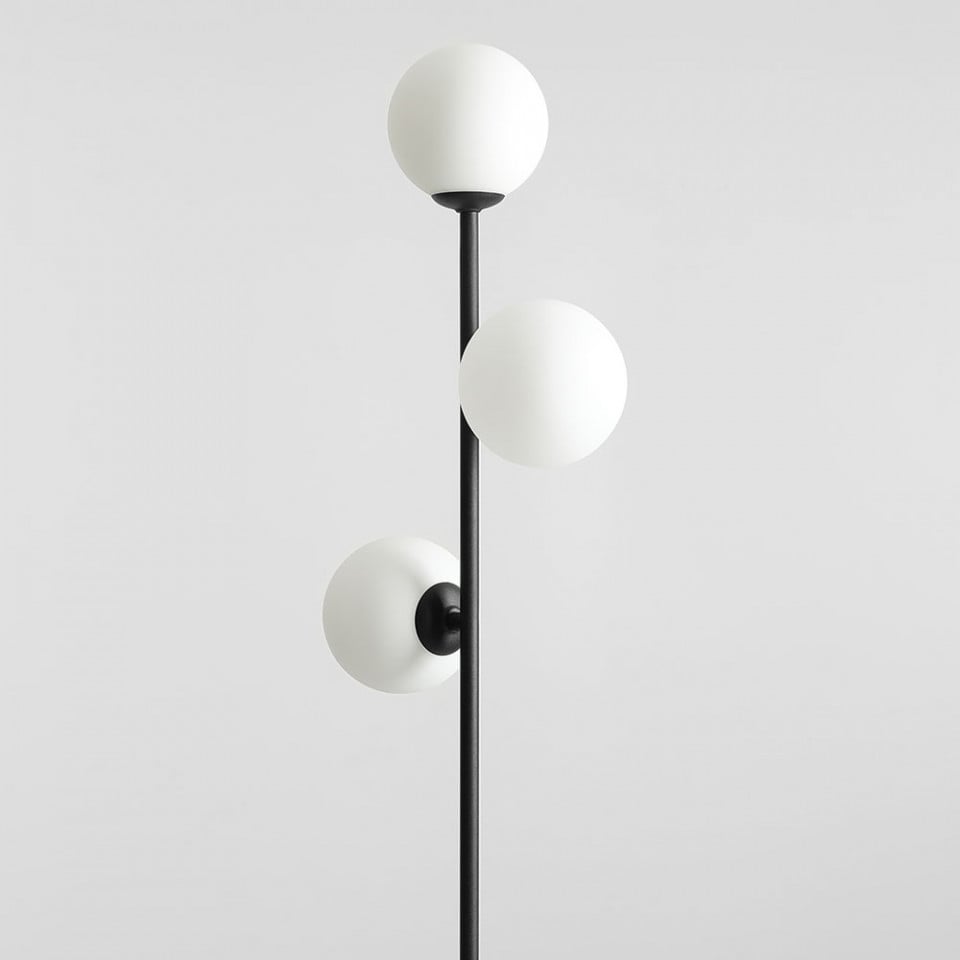 Lampadar negru/alb din sticla cu 3 becuri 168 cm Libra Aldex