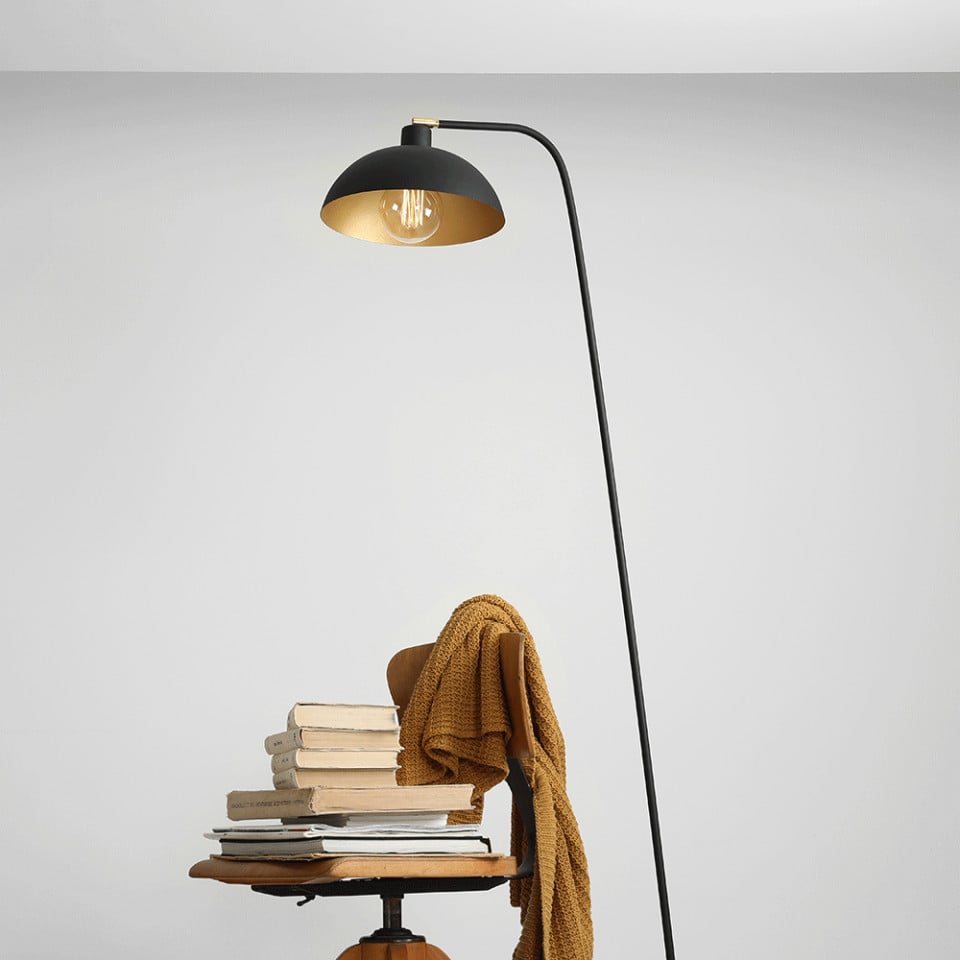 Lampadar negru/auriu din metal 165 cm Espace Aldex