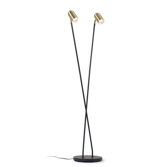 Lampadar negru/auriu din metal cu 2 becuri 152 cm Clemence Kave Home