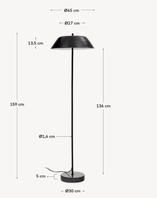 Lampadar negru din marmura 153 cm Sayra Kave Home