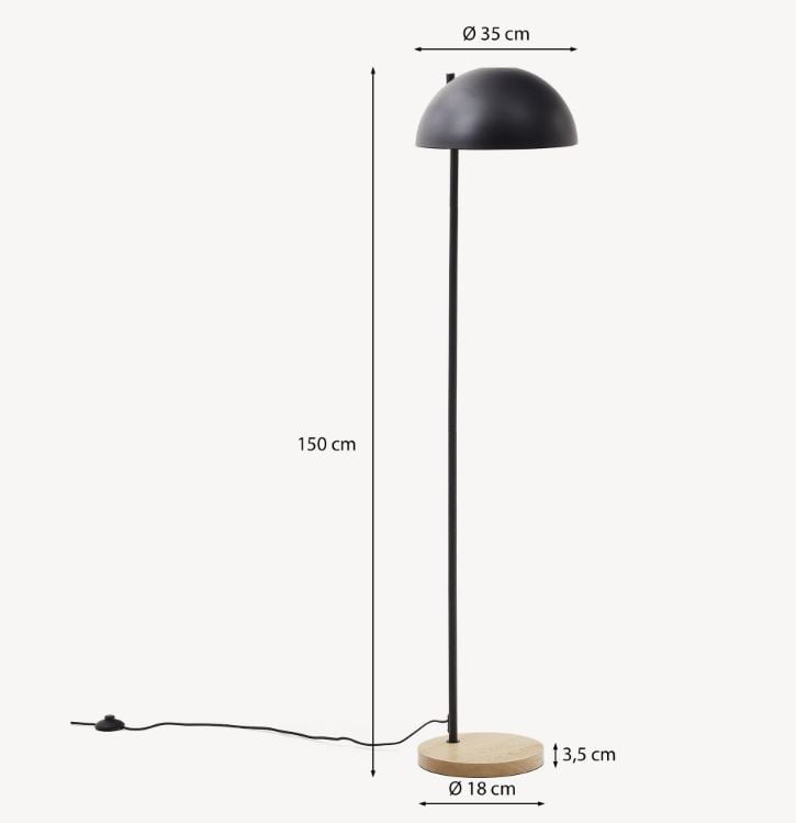 Lampadar negru din metal 150 cm Catlar Kave Home