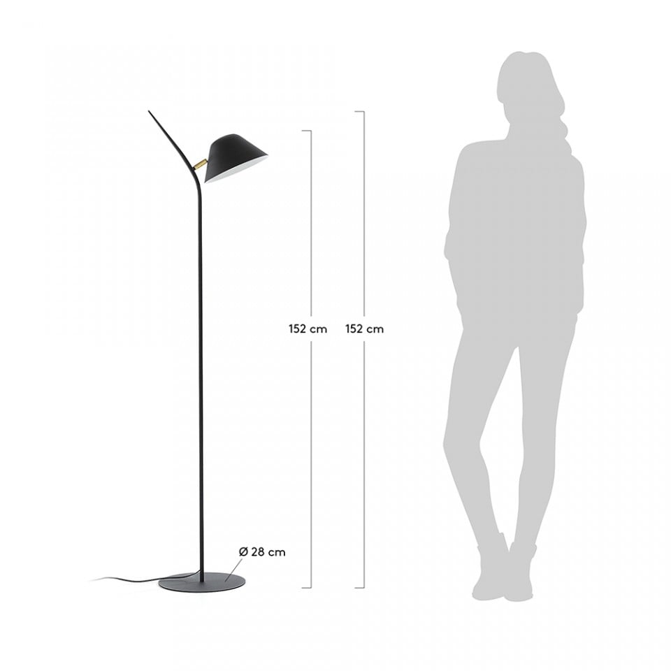 Lampadar negru din metal 152 cm Aurelia Kave Home