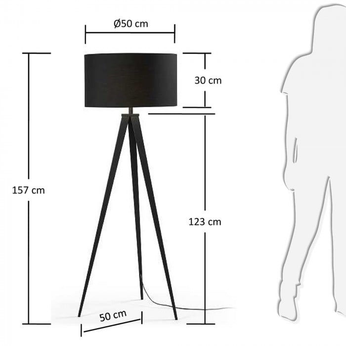 Lampadar negru din metal 157 cm Iguazu Kave Home