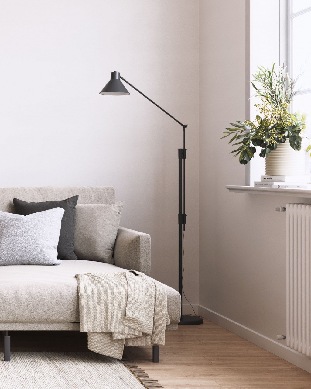 Lampadar negru din metal 220 cm Dione Kave Home