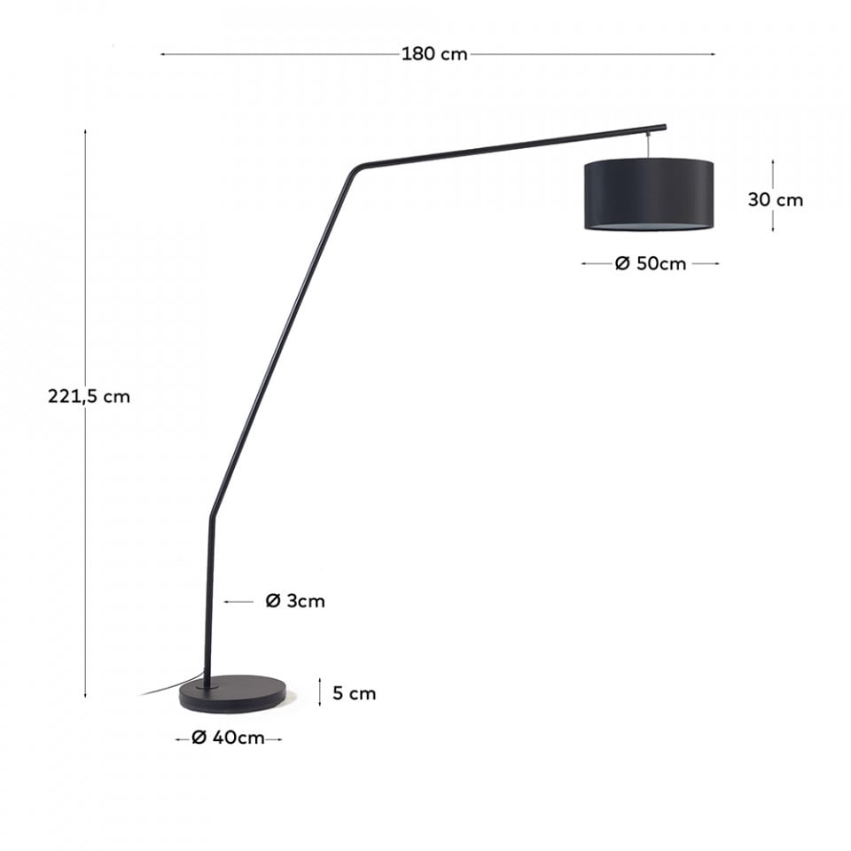 Lampadar negru din metal 222 cm Ciana Kave Home