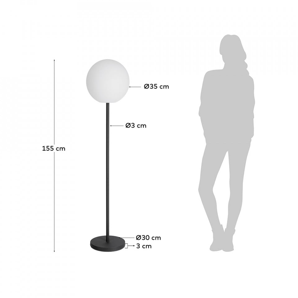 Lampadar pentru exterior alb/negru din metal 155 cm Dinesh Kave Home
