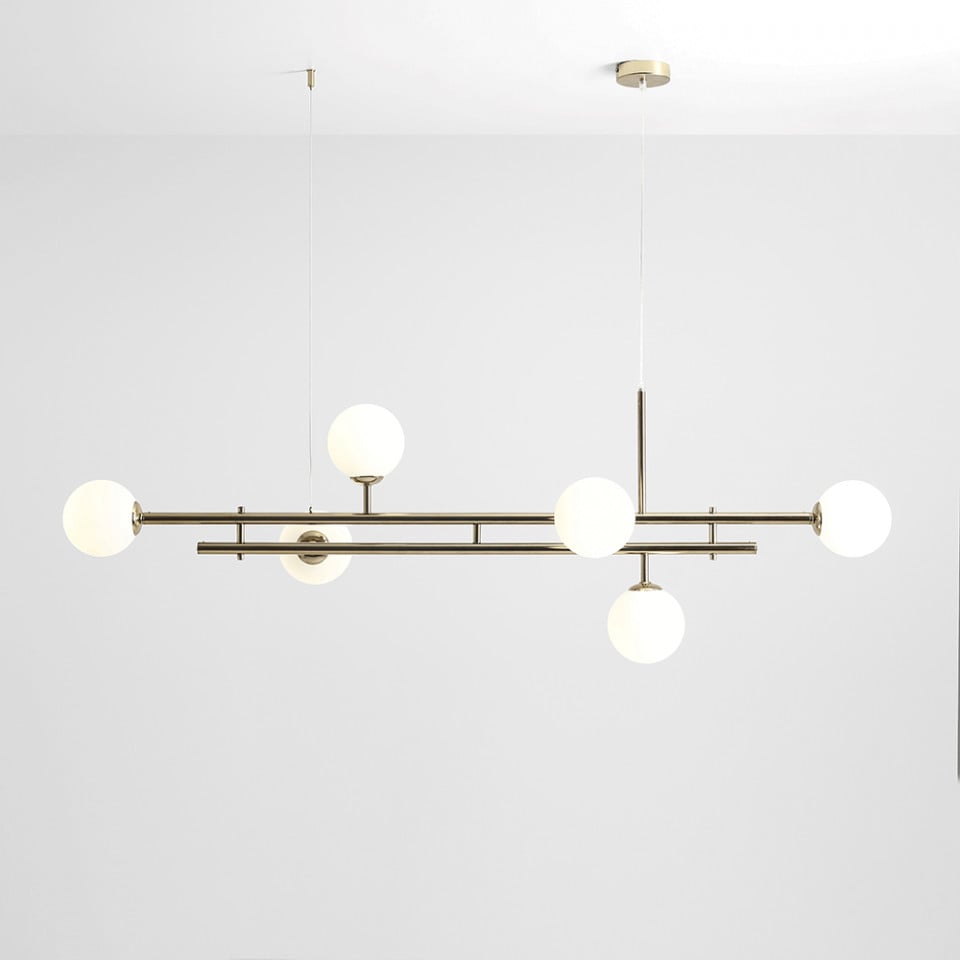 Lustra alba/aurie din sticla cu 6 becuri Harmony Aldex