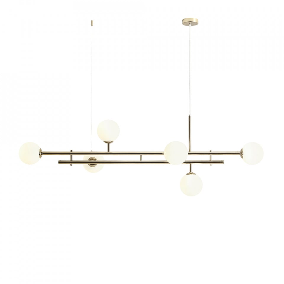 Lustra alba/aurie din sticla cu 6 becuri Harmony Aldex