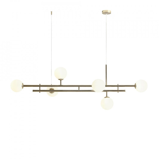 Lustra alba/aurie din sticla cu 6 becuri Harmony Aldex