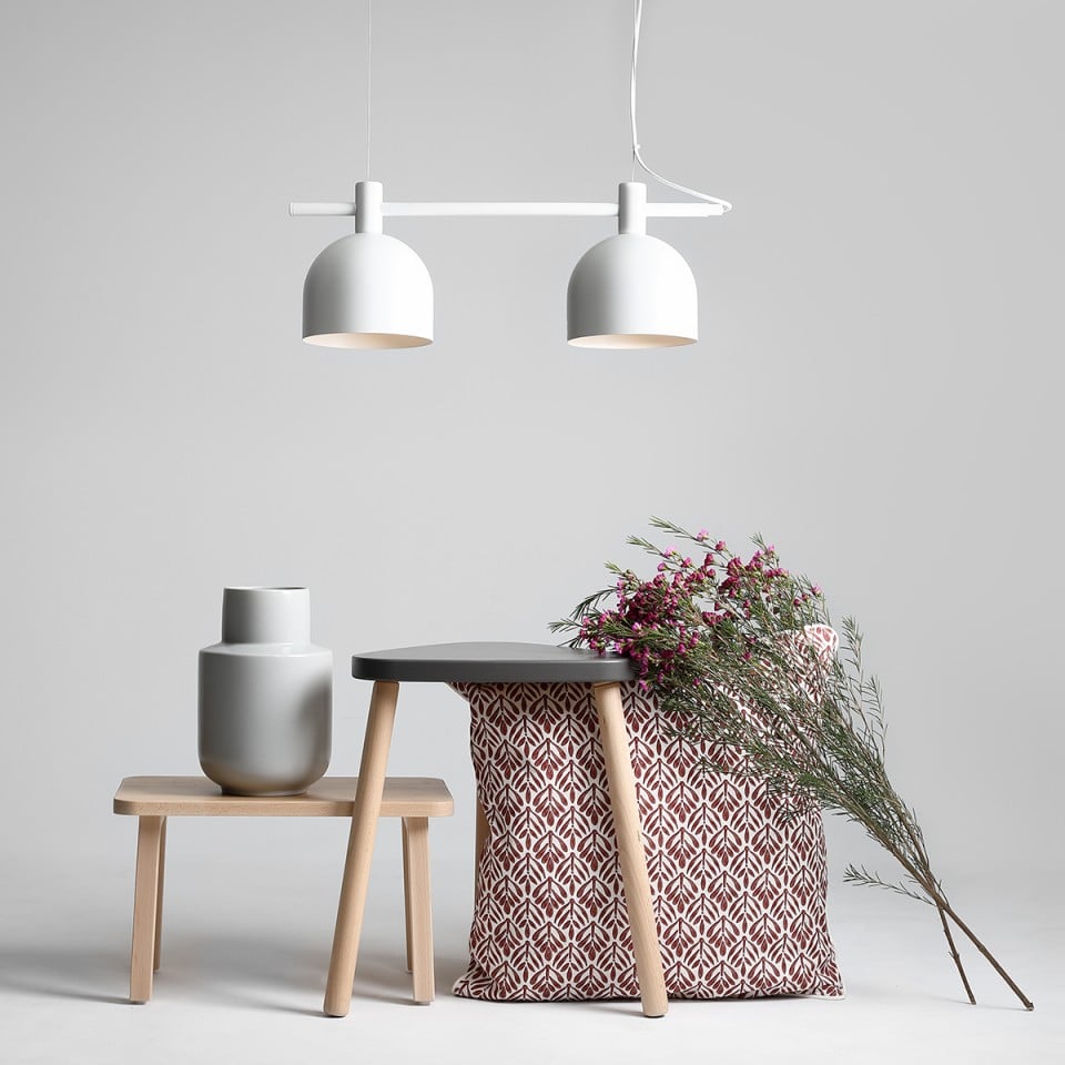 Lustra alba din metal cu 2 becuri Beryl White Aldex