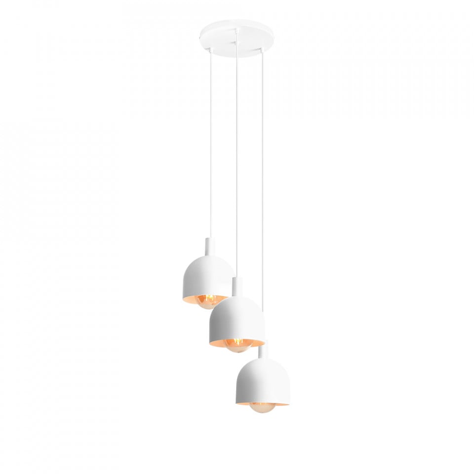 Lustra alba din metal cu 3 becuri Beryl Aldex