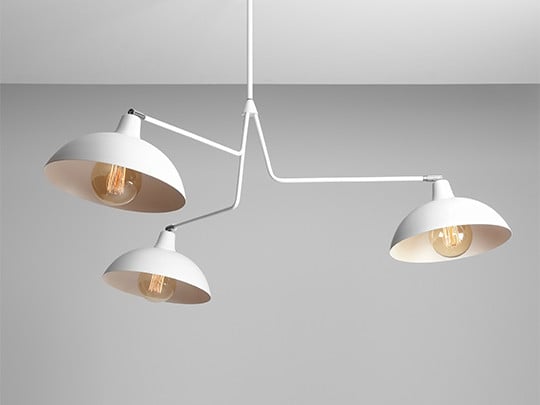Lustra alba din metal cu 3 becuri Espace Triple Aldex