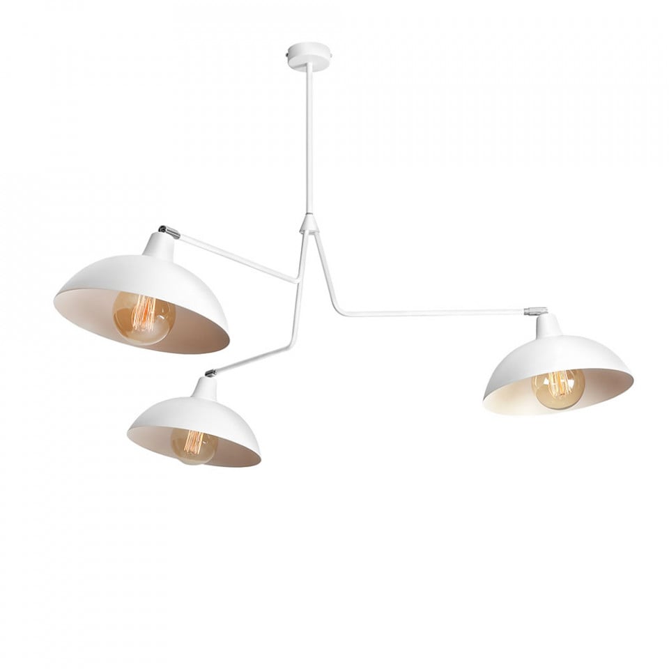 Lustra alba din metal cu 3 becuri Espace Triple Aldex