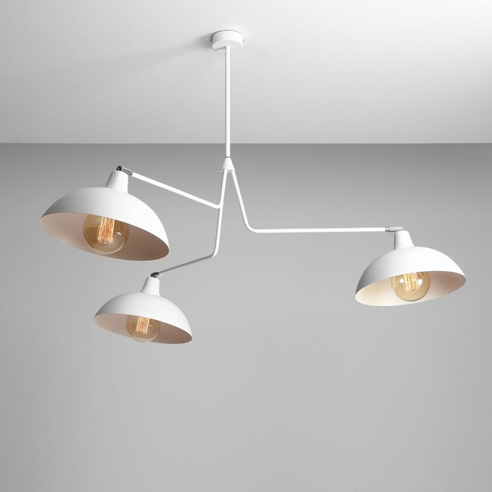 Lustra alba din metal cu 3 becuri Espace Triple Aldex