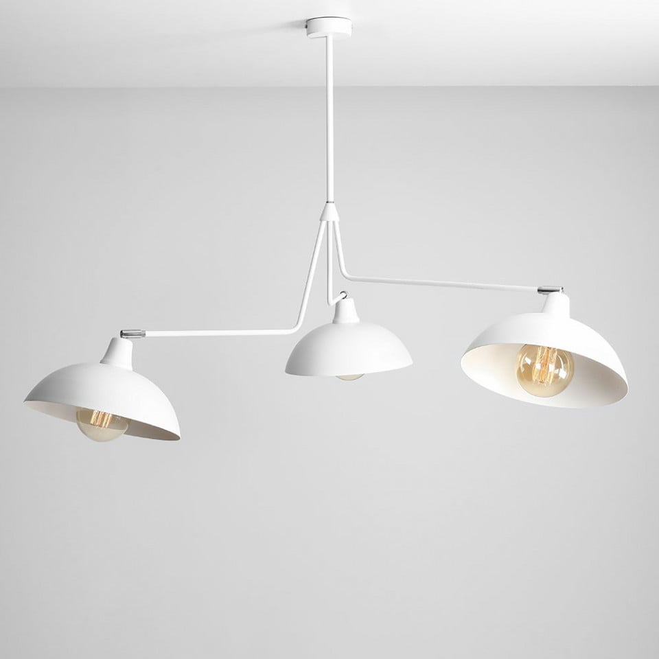 Lustra alba din metal cu 3 becuri Espace Triple Aldex