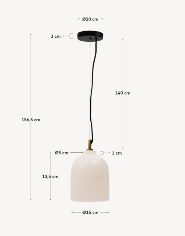 Lustra alba din metal Shenli Kave Home
