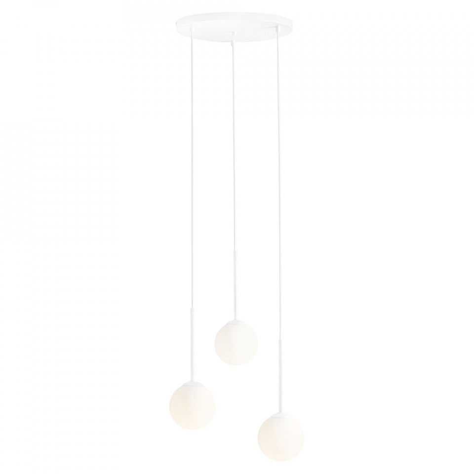 Lustra alba din sticla cu 3 becuri Bosso Ring Aldex