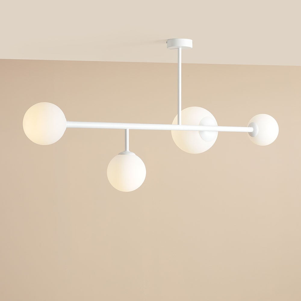 Lustra alba din sticla cu 4 becuri Dione Aldex