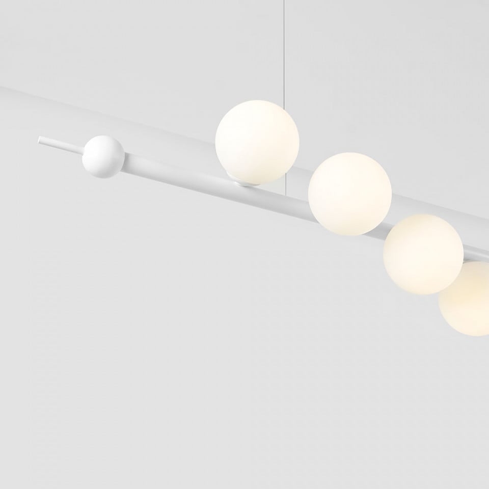 Lustra alba din sticla cu 7 becuri Wave Aldex