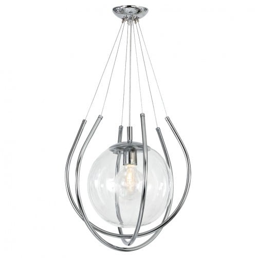 Lustra argintie din metal si sticla From Aldex