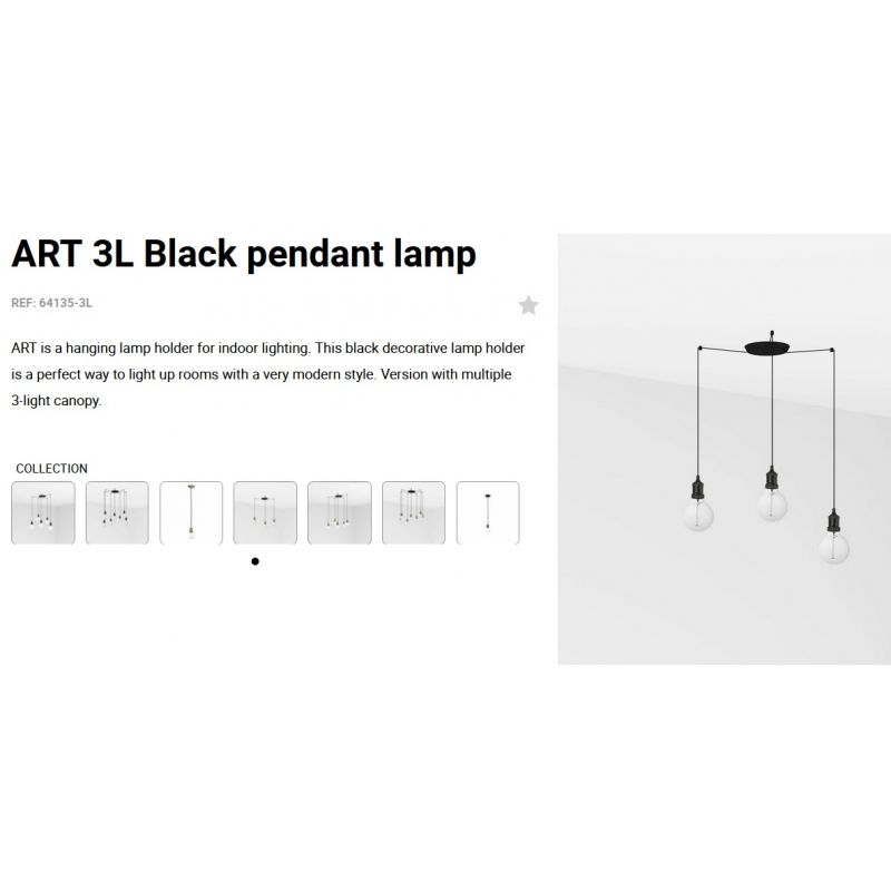 Lustra cu 3 Pendule design minimalist Art negru