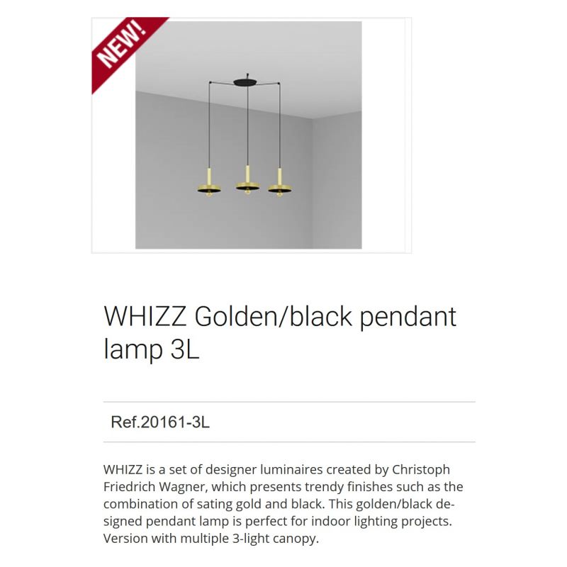 Lustra cu 3 Pendule design modern WHIZZ auriu/negru