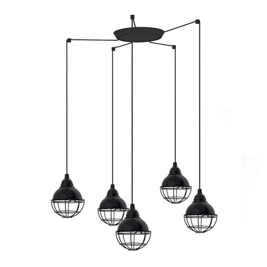 Lustra cu 5 Pendule design industrial Claire negru
