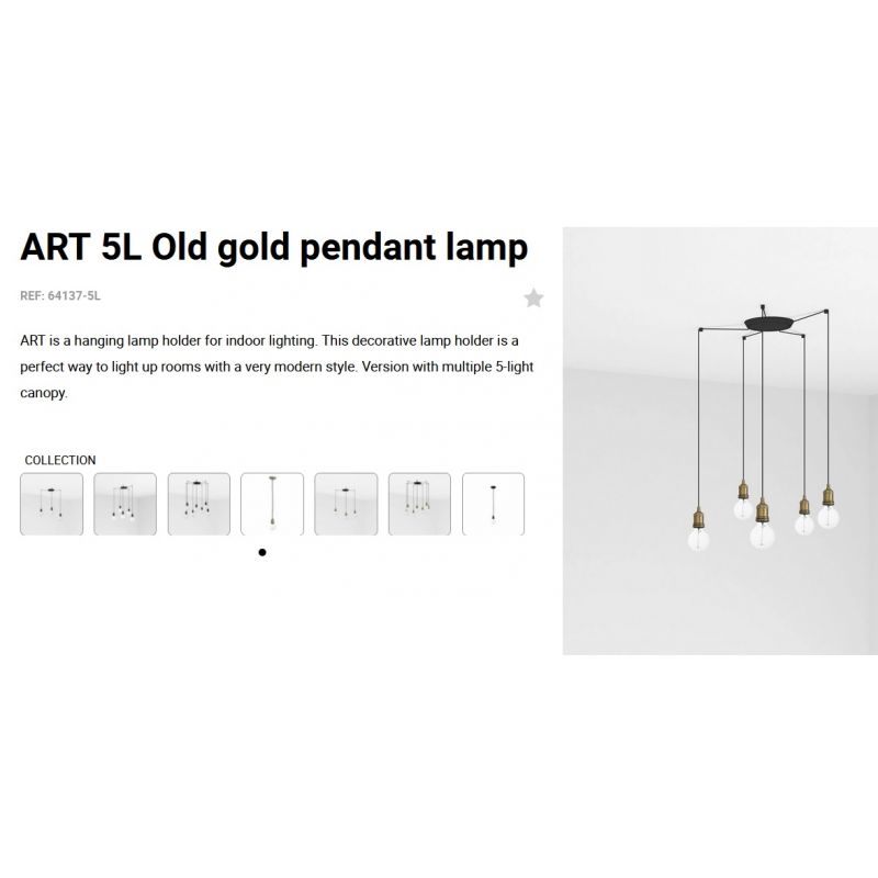 Lustra cu 5 Pendule design minimalist Art auriu vintage