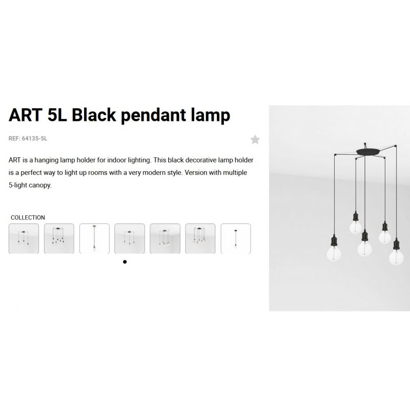 Lustra cu 5 Pendule design minimalist Art negru