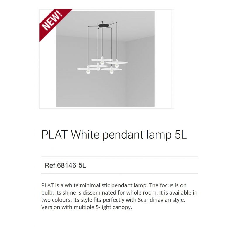 Lustra cu 5 Pendule design modern PLAT alb