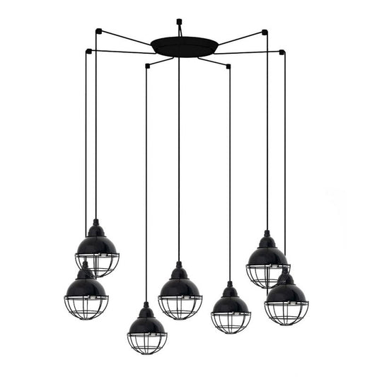 Lustra cu 7 Pendule design industrial Claire negru