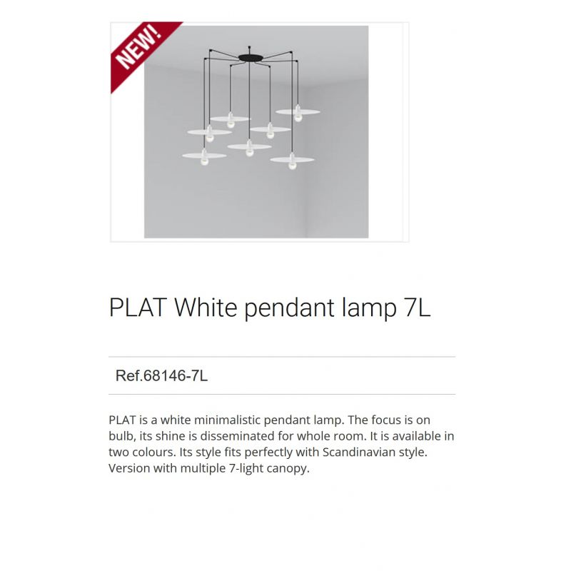 Lustra cu 7 Pendule design modern PLAT alb