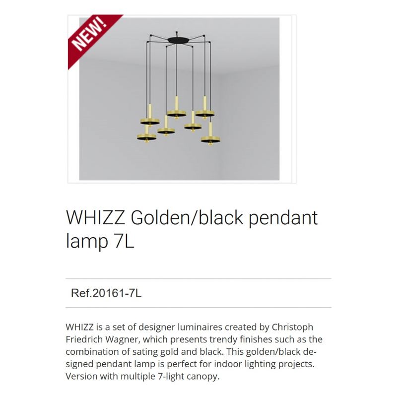 Lustra cu 7 Pendule design modern WHIZZ auriu/negru
