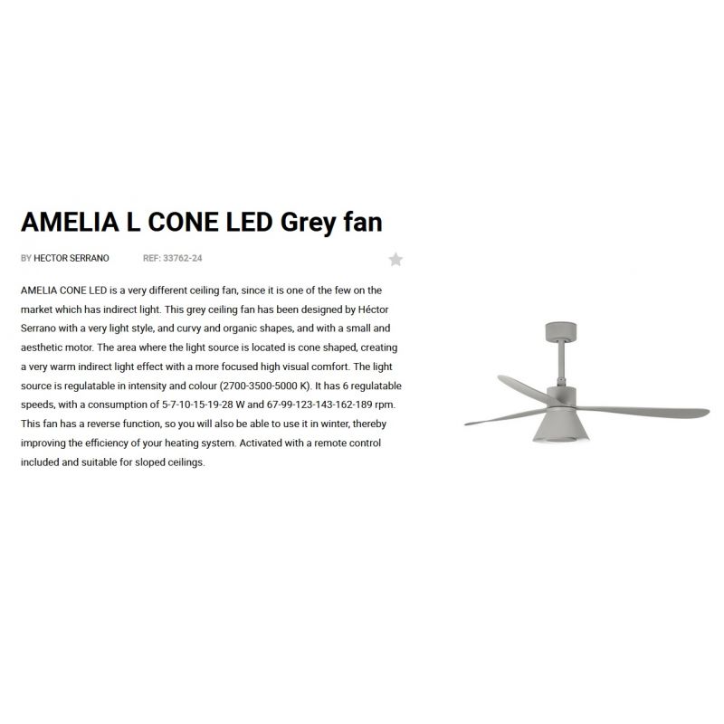 Lustra cu Ventilator si telecomanda AMELIA L CONE LED gri