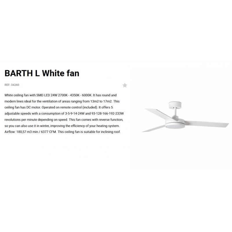 Lustra cu Ventilator si telecomanda BARTH L LED alb